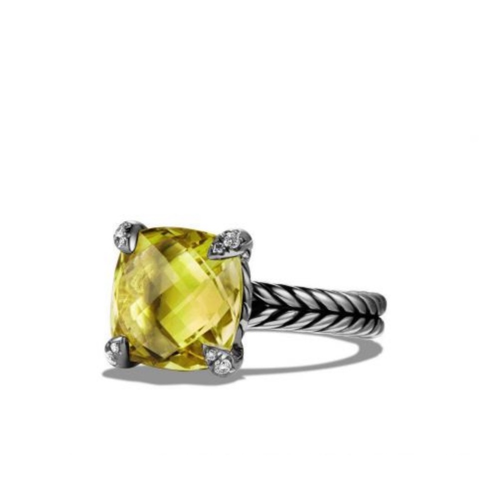 David Yurman Chatelaine® Ring with Lemon Citrine and Pavé Diamonds - Picture 13 of 14